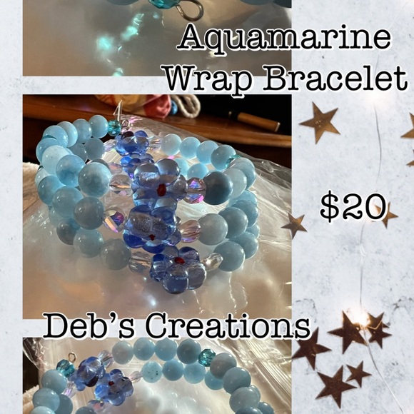 Aquamarine & Sky Blue Floral Bracelet - Picture 4 of 4